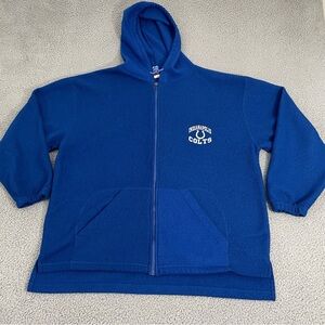 VTG Indianapolis Colts Hoodie Men L Blue Fleece Embroidered NFL Full Zip